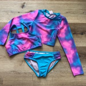 Tie dye girl’s 3-piece swim set